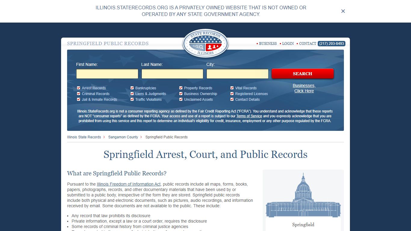 Springfield Arrest and Public Records | Illinois.StateRecords.org